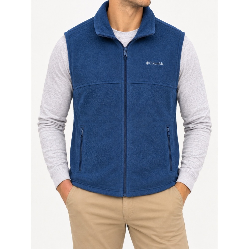 Columbia Steens Mountain Fleece Vest Mens XXL Navy Blue Full Zip 1545341-467